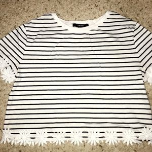 Forever 21 black and white striped crop top